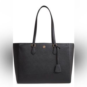 Tory Burch Robinson Saffiano Leather Tote Bag in Black